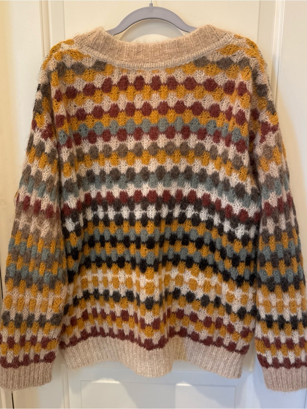 ba&sh Walt Multicolor Geometric Knit Cardigan Sweater Size 2 aplaca blend - Picture 8 of 15